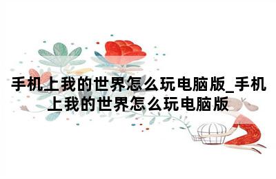 手机上我的世界怎么玩电脑版_手机上我的世界怎么玩电脑版 第二张图